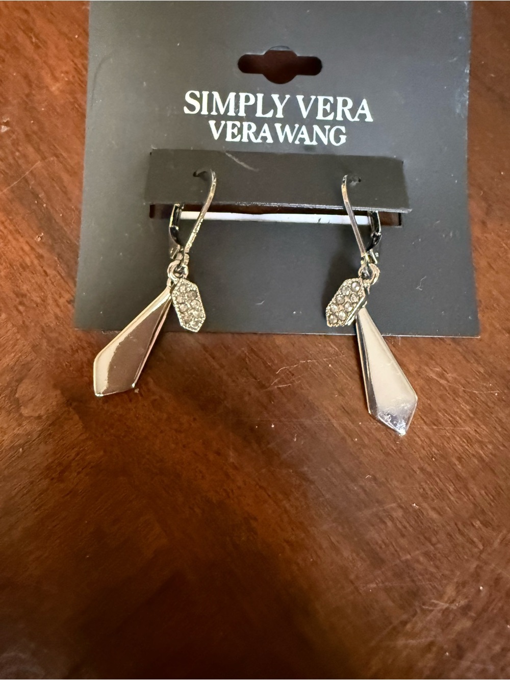 Simply Vera Vera Wang Silver Faceted Teardrop & Pavé Hook Earrings
